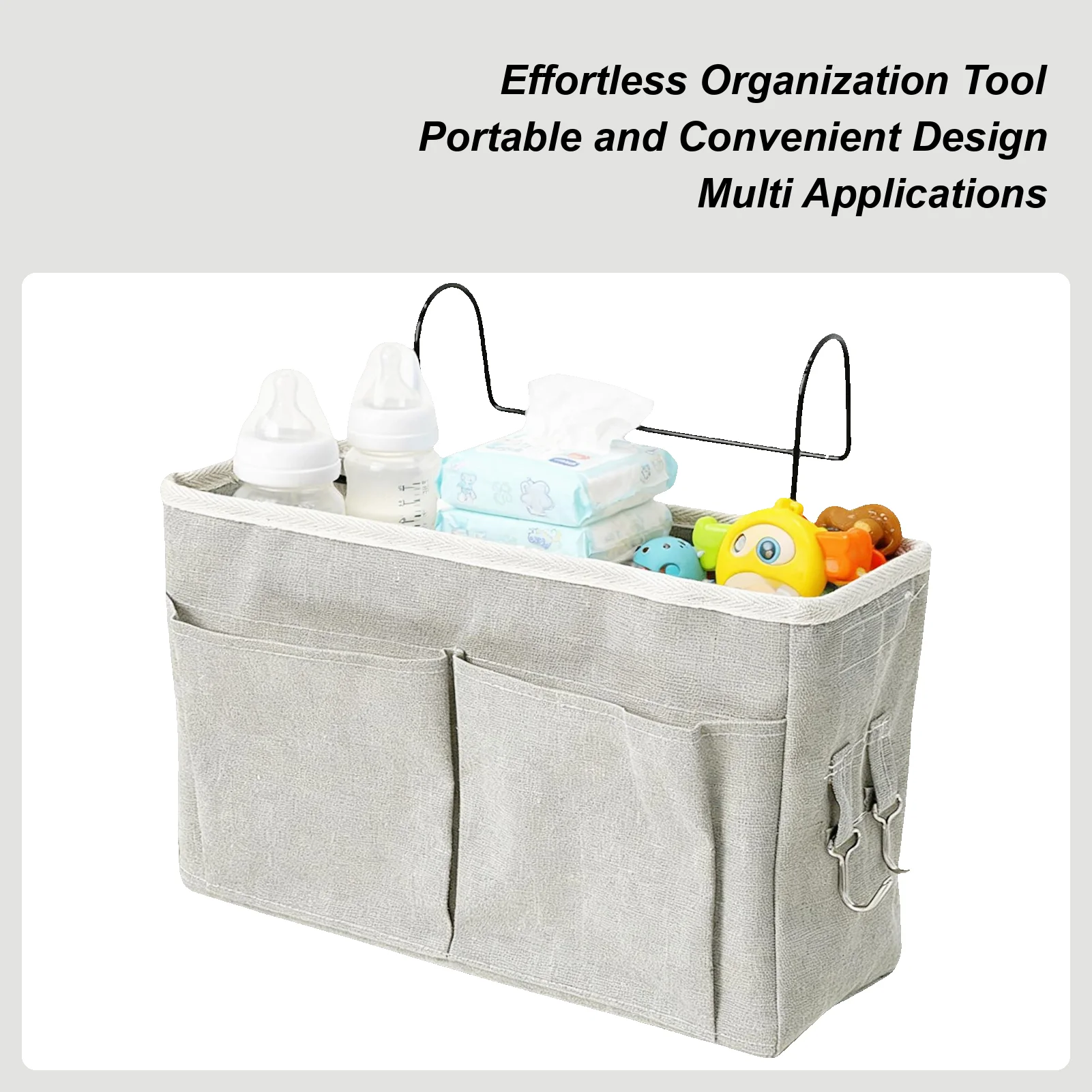 Bed Organizer Space-Saving Adjustable Bag Nursery Bedside Diaper Pocket For Dorm Bunk Bedroom Kids Room Travel Baby Bottle Toy