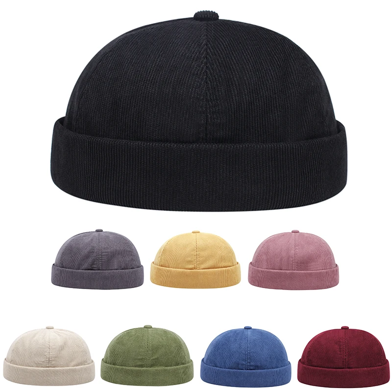 New Casual Beanies Caps Landlord Hat Street Melon Skin Trend Hats Brimless Retro Hip Hop Caps for Men Women's Versatile Hats