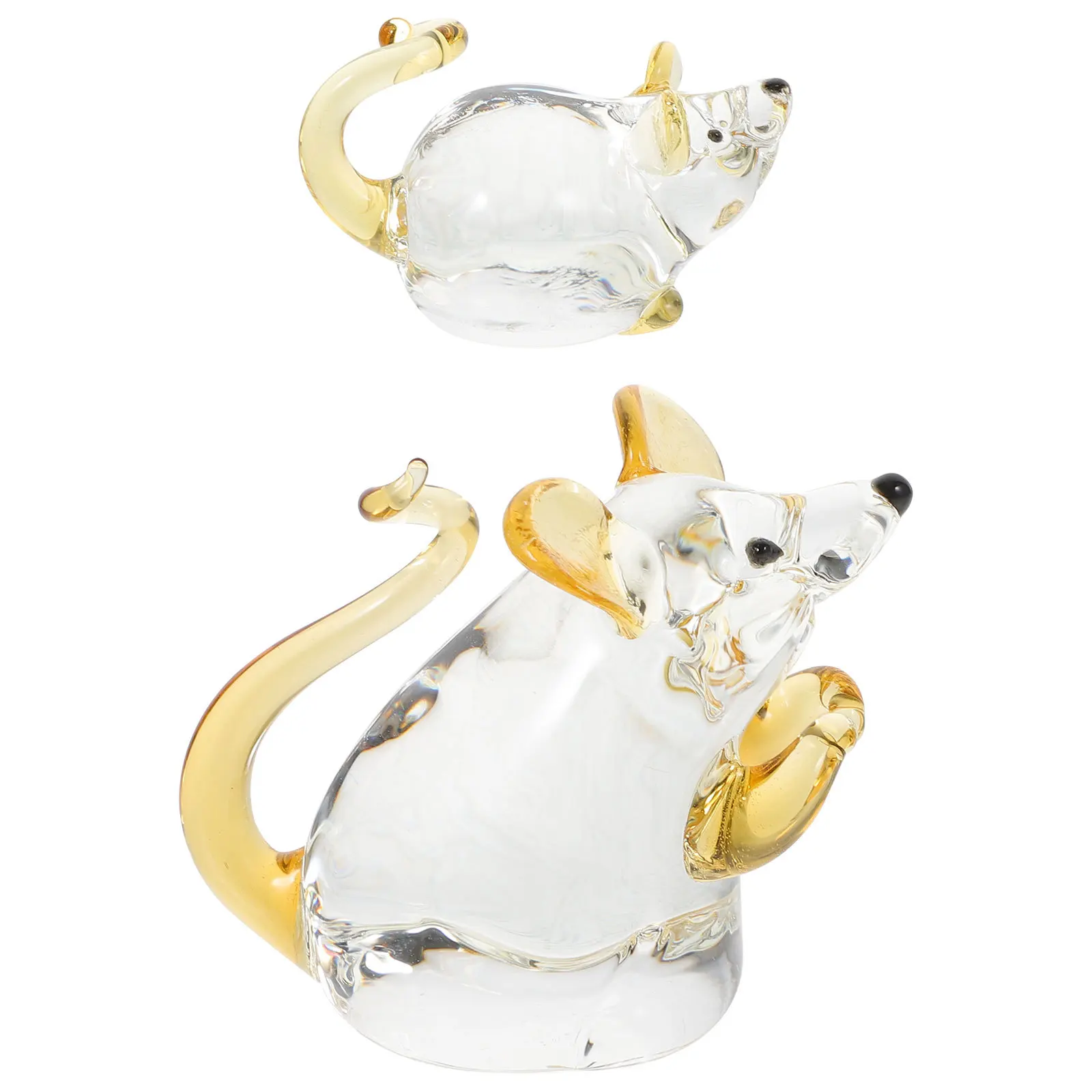 2 قطعة الماوس الزجاجي الصينية زودياك الديكور غرامة الحرفية غرفة المعيشة غرفة نوم ديكور المنزل منضدية زخرفة الزجاج الحيوان #1