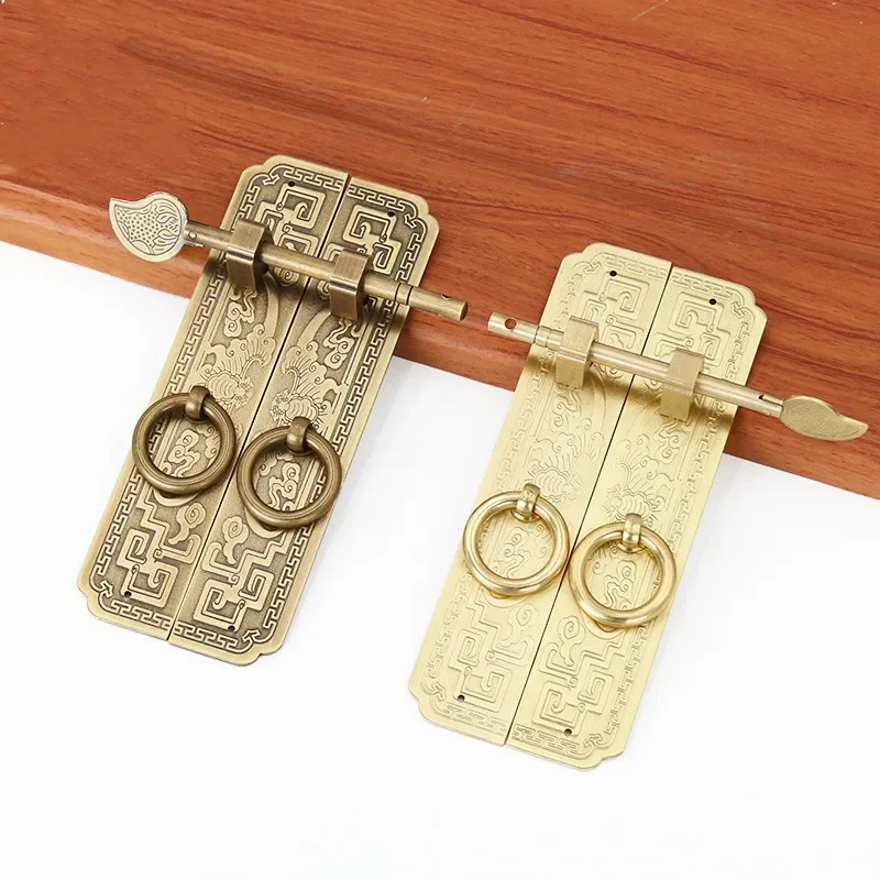 Chinese Antique Bookcase Handle Cabinet Door Wardrobe Cabinet Door Pure Copper Handle Antique Furniture Accessories image 2