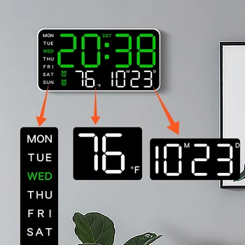 3D LED 디지털 시계 벽 장식, 빛나는 야간 모드, 조정 가능한 전자 테이블 시계, 벽 시계 장식, 거실 LED 시계 