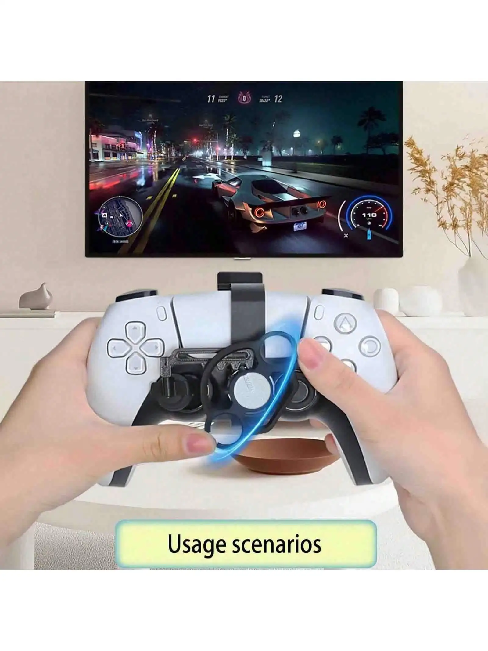 One piece black ABS Arikroii mini steering wheel, lightweight, wide control range, smooth rotating structure, suitable for P/S5