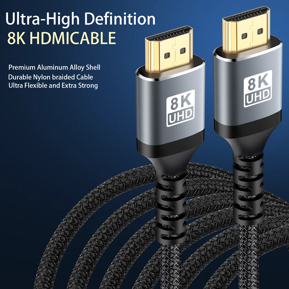 HDMI 8K Charge Cable 8K/60Hz HMDI 2.1 Weave Cable 48Gbps For HDTV Splitter Switcher PS5 Ps4 Projector eARC Dolby Vision UHD New