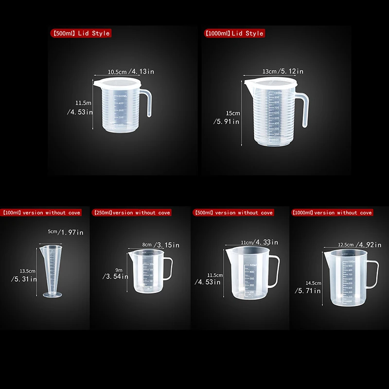 1PC 100ML-1000ML Non-stick Silicone Measuring Cup Food Grade Household Graduated Cups Kitchen Baking Measuring Tools High Volume