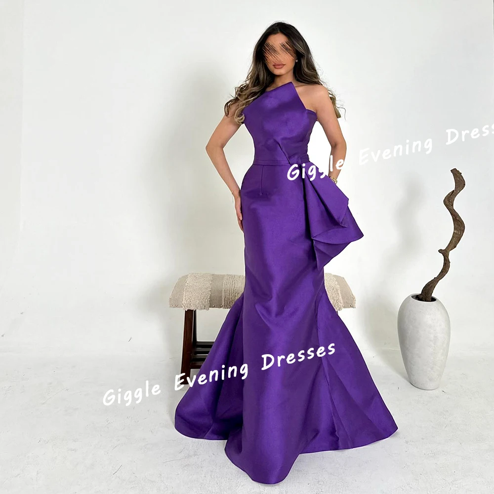 Giggle Satin Strapless Pleating Close Fitting Prom Gown Saudi Arab Elegance Floor-Length Evening Party Dresses for Women 2024