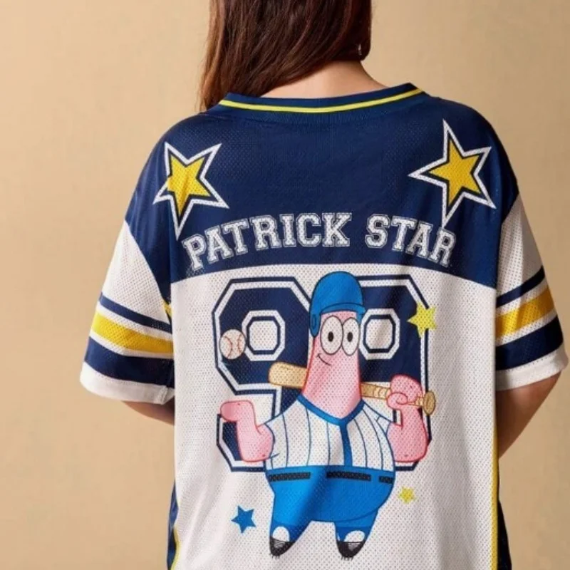 Classic Retro SpongeBob SquarePants 3D V-neck T-shirt for Both Men and Women, Children's Street Style Short Sleeved Plus Size