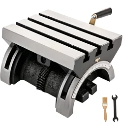 SucceBuy Tilting Milling Table Adjustable Rotary Worktable Machine with 3 T-Slots & Crank Handle Heavy Duty for Grinding Milling