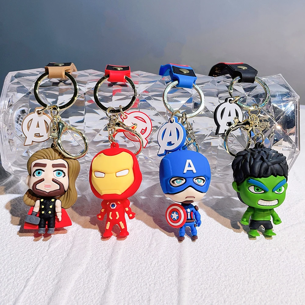 The Marvel Disney Keychain Women Anime Iron Man Hulk Keyring Girl Cartoon Captain America Super Hero Key Chain Kids Student Gift