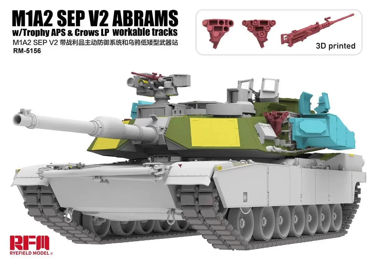 Rye Field 5156 1:35 Scale M1A2 SEP V2 Abrams Main Battle Tank w/Trophy APS CROWS LP Vehicle Plastic Assembly Model Building Kit
