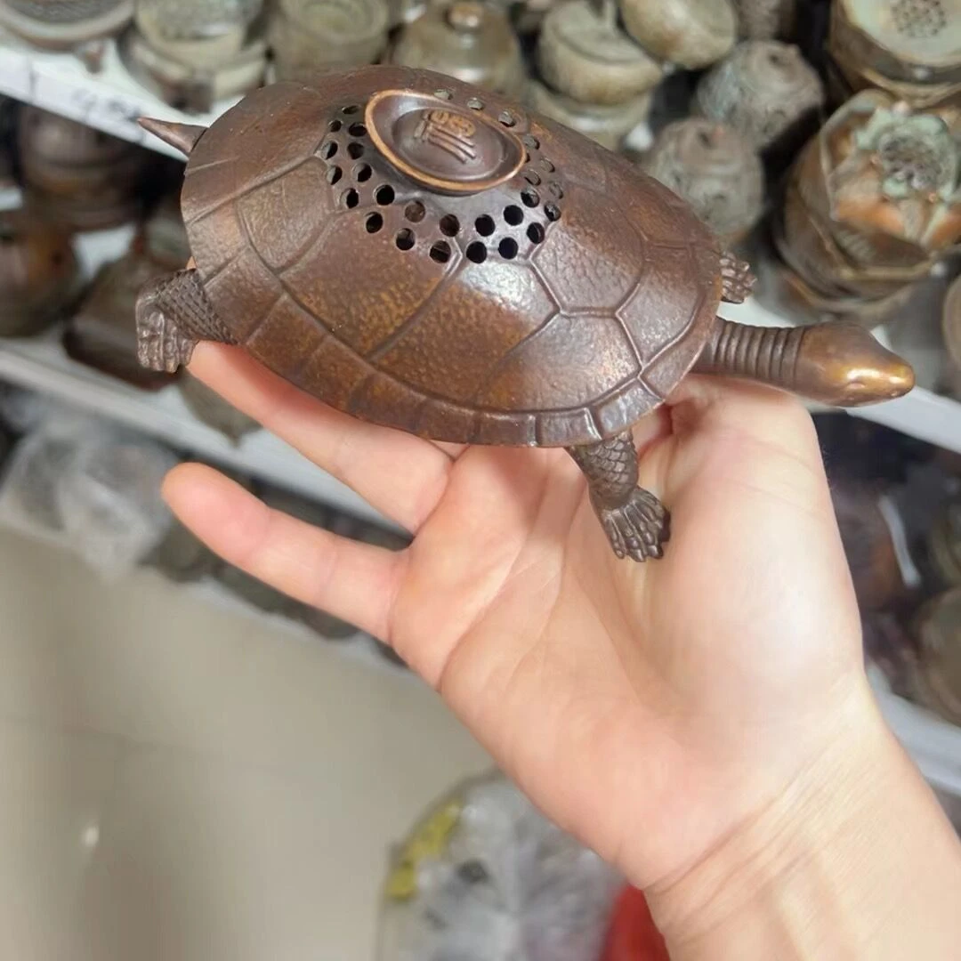 

Chinese Brass Yuanbao Turtle Tortoise Statue Copper Incense Burner