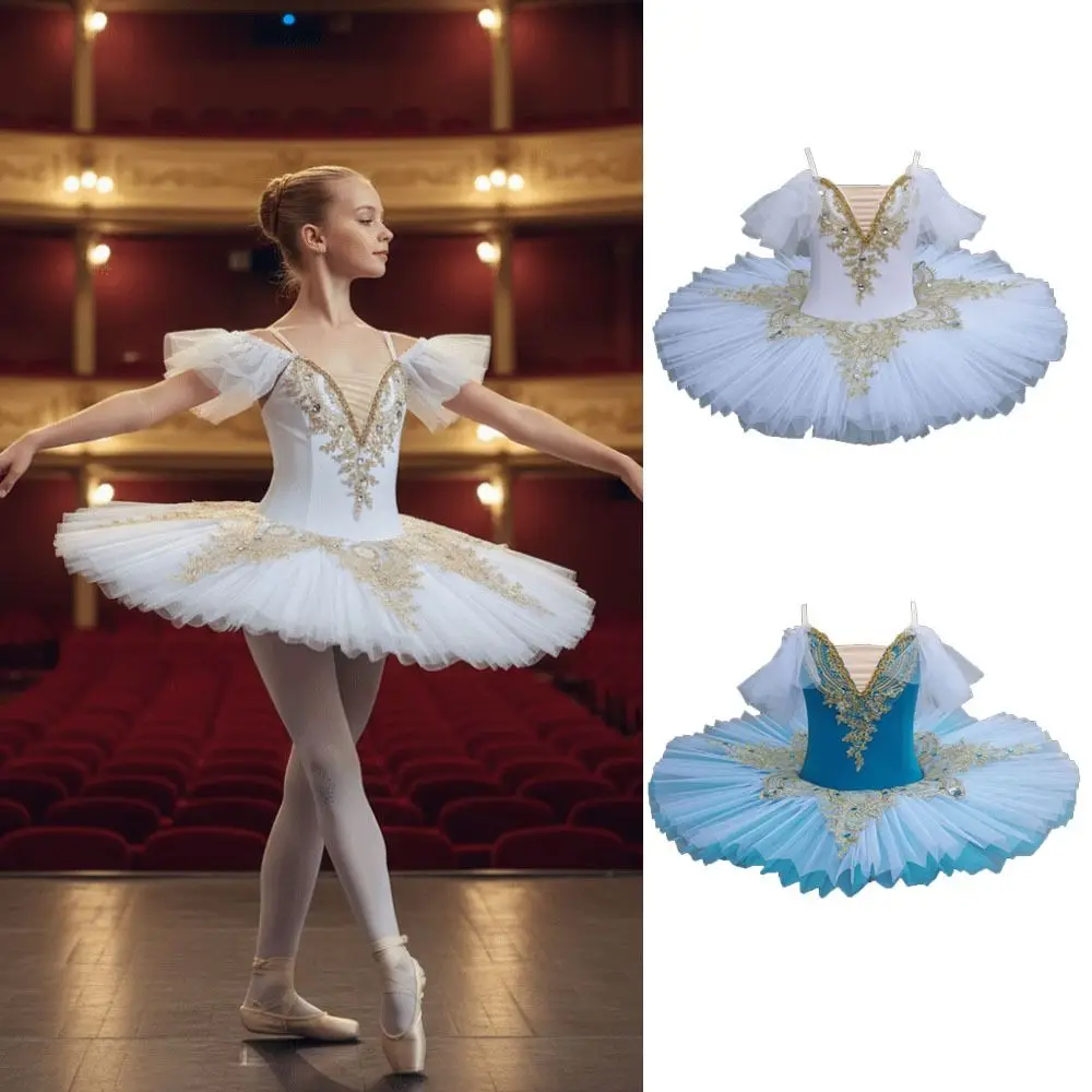 أزياء الترتر الاطفال فستان الباليه الحديثة منتفخ الأداء الملابس حزب اللباس اللؤلؤ الباليه توتو الرقص #3