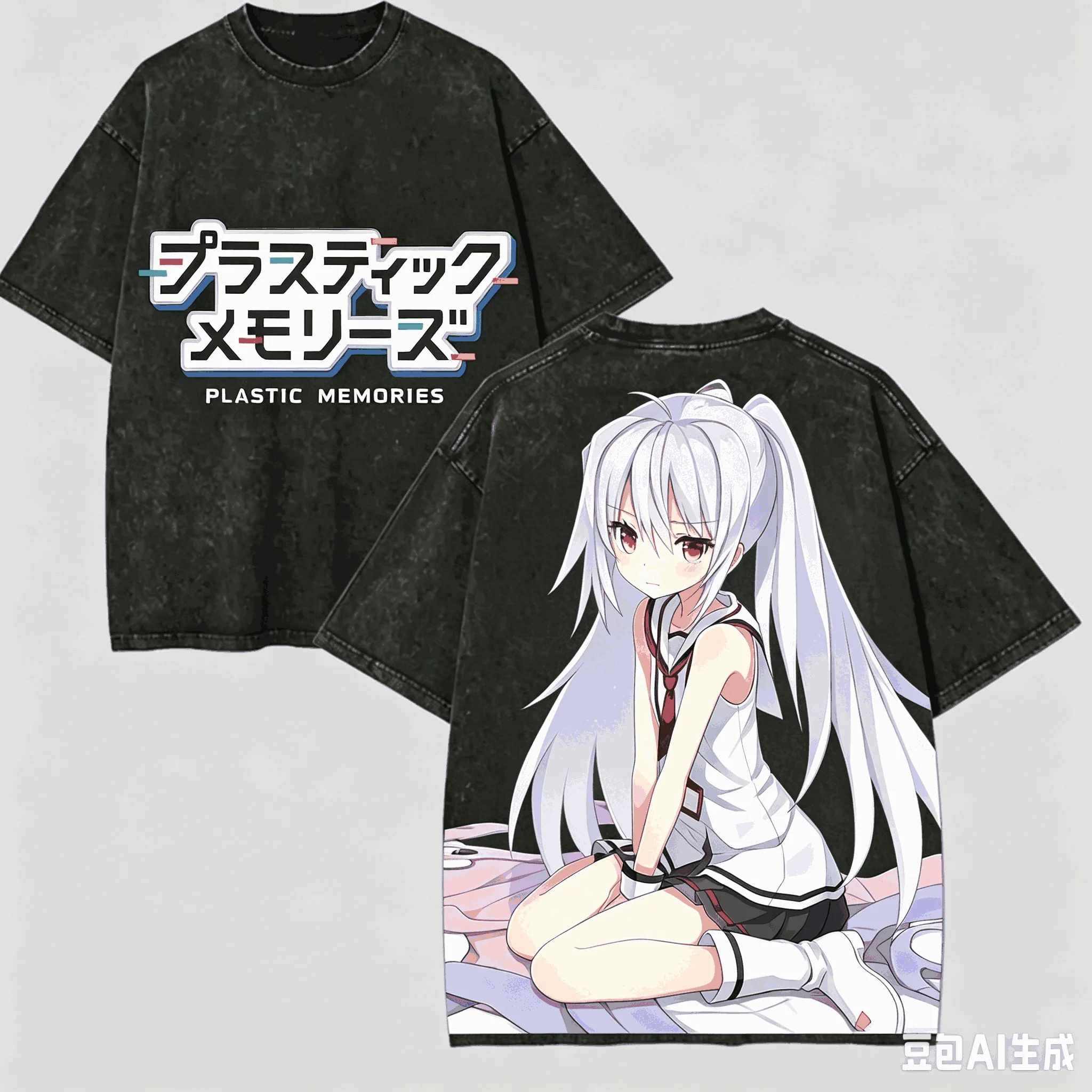 Plastic Memories Washed T-shirt Anime Lover Harajuku New Model Oversized Vintage Loose Classic Unisex Streetwear high quality
