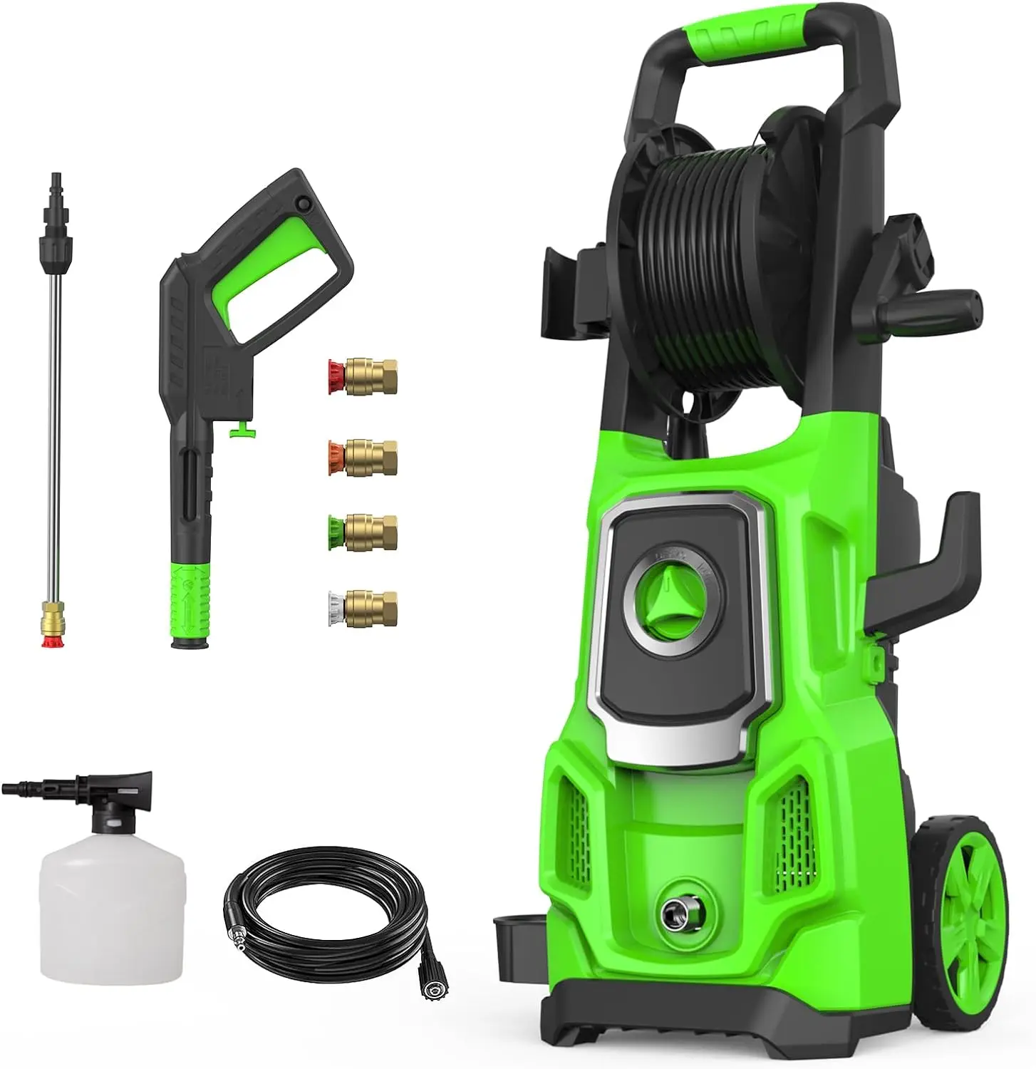 Electric Pressure Washer  3800 Max PSI 2.6 GPM Power Washer Machine with Hose Reel4 Quick Connect Nozzles Foam Cannon