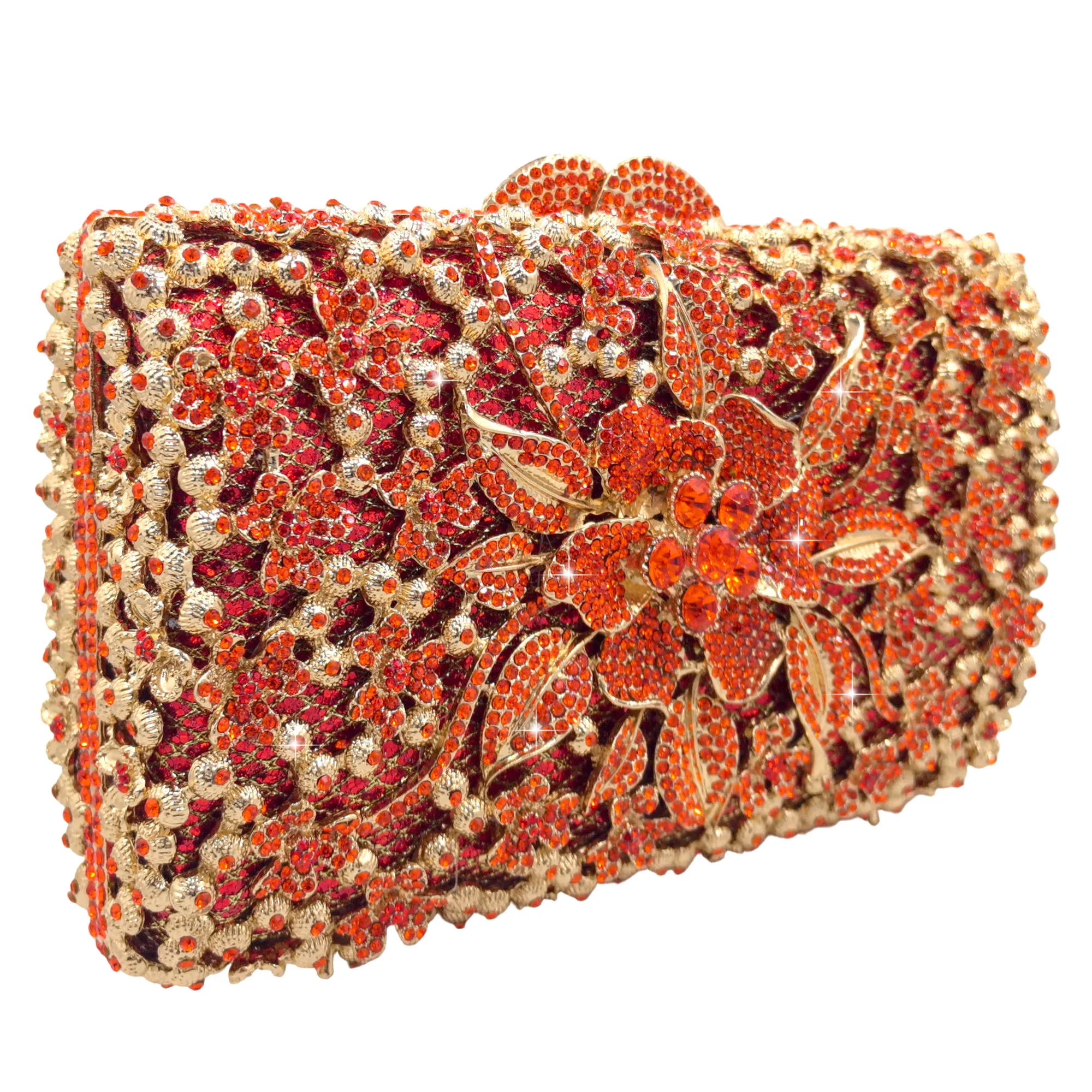 Boutique de FGG Fuchsia Strass-Clutch-Taschen für Damen, formelle Kristall-Clutch-Tasche für Hochzeiten, Abendhandtaschen aus Metall – Detail 11