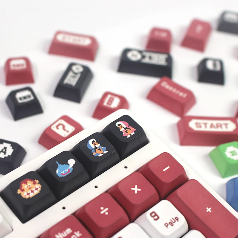 2024New Red And White Machine Keycap Xda Height 130 Keys Half Five Sided Thermal Sublimation Mechanical Keyboard Cap Office Game