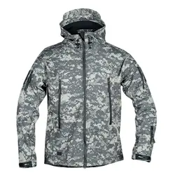 2025 Shark Skin Soft Shell Winter Plush Thickened Outdoor Ski Camping Fishing Waterproof Windproof Cutting Fishing Hooded Jacket