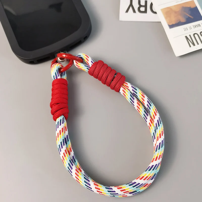 Mobile Phone Lanyard Short Phone Pendant Key Chain Portable Outdoor Climbing Rope Buckle Anti Release Phone Wrist Strap Lanyard