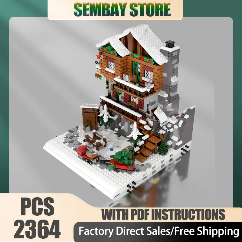 المنتجات الموسمية Moc قوالب بناء وحدات جبال الألب لودج نموذج التكنولوجيا كتل عيد الميلاد لتقوم بها بنفسك لعبة هدايا البناء