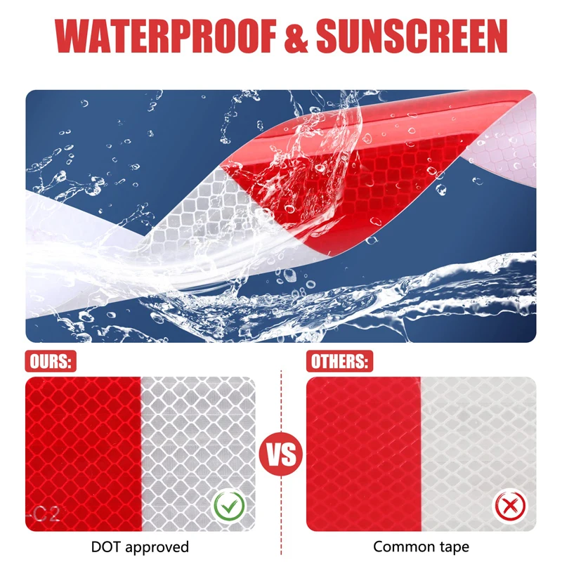 Waterproof Conspicuity Strong Adhesive Reflector Tape Warning Safety Reflective Tape For Vehicles Trailers Boats Signs
