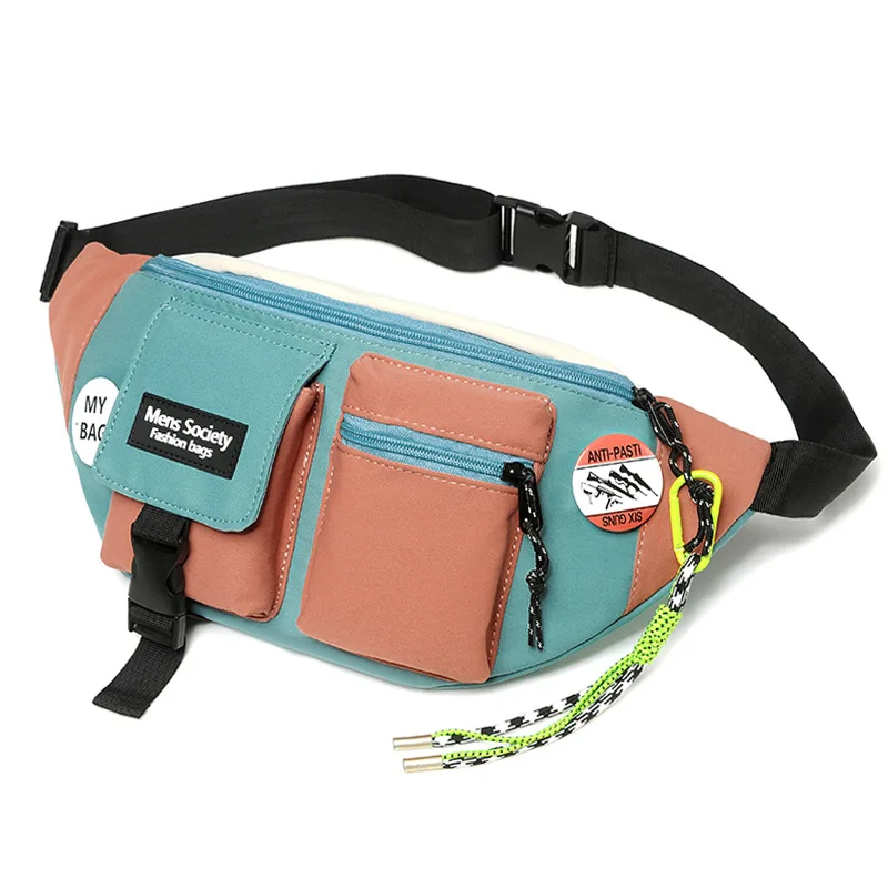 Men's mobile phone storage cross-body weight reduction sports chest bag canvas ultra light large capacity collision color quilt