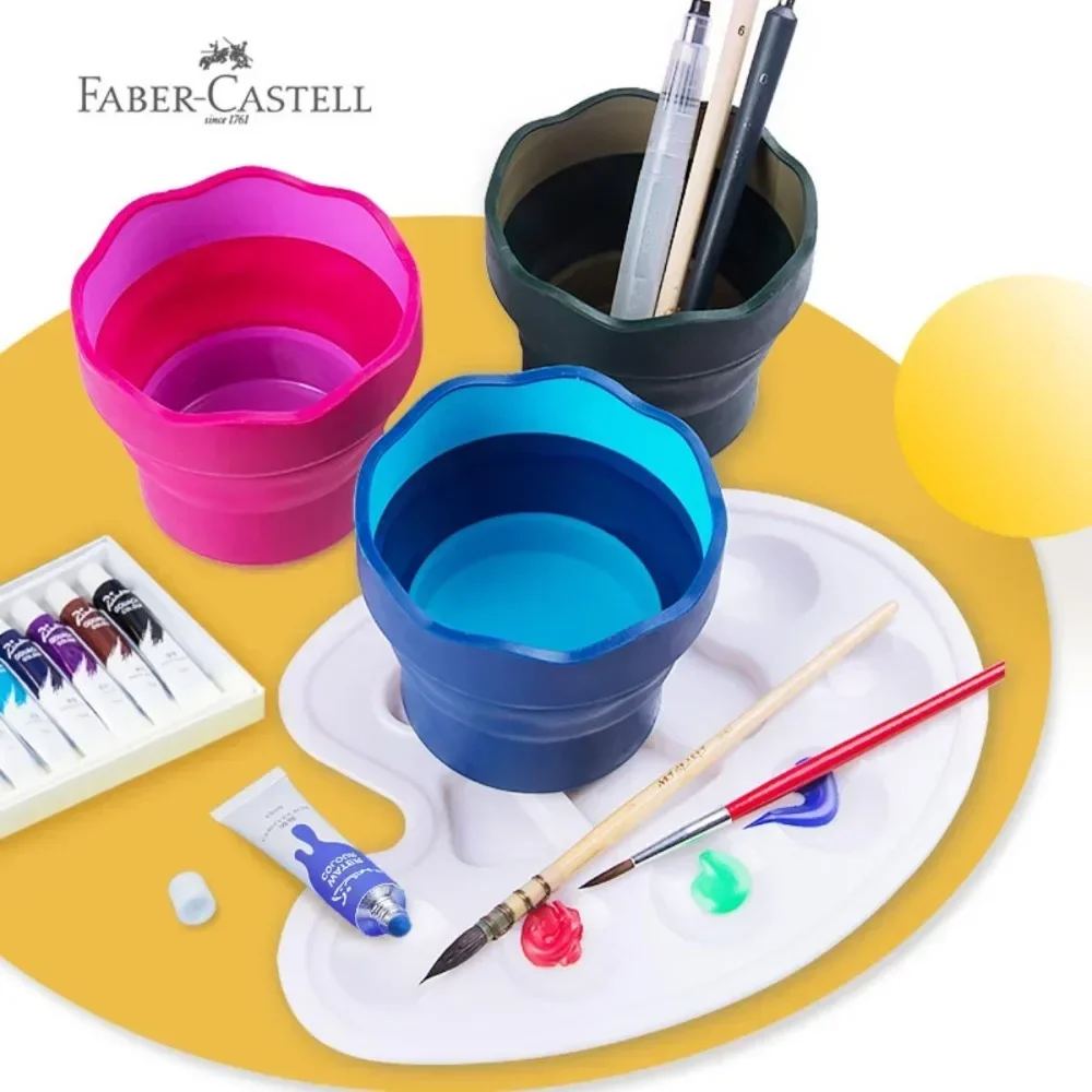 Faber-Castell Bucket,Collapsible Plastic Outdoor Mugs for Cleaning Art Drawing Pen,Watercolor Paintings Art Stationery Supplies