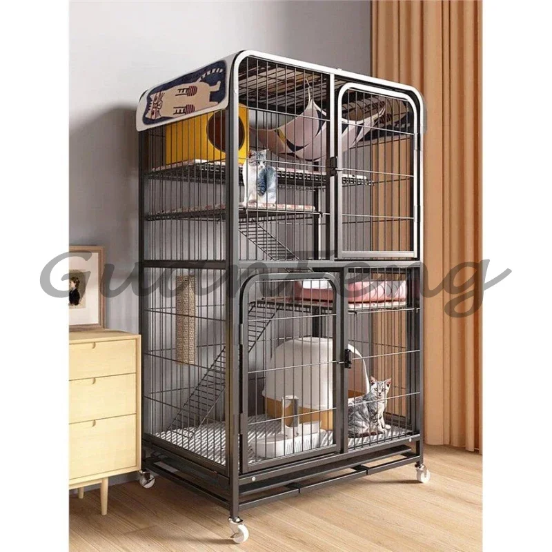 Thick Tube Cat Climbing Enclosure, Luxury Large Space Cat Villa Indoor Cat House for Home Use