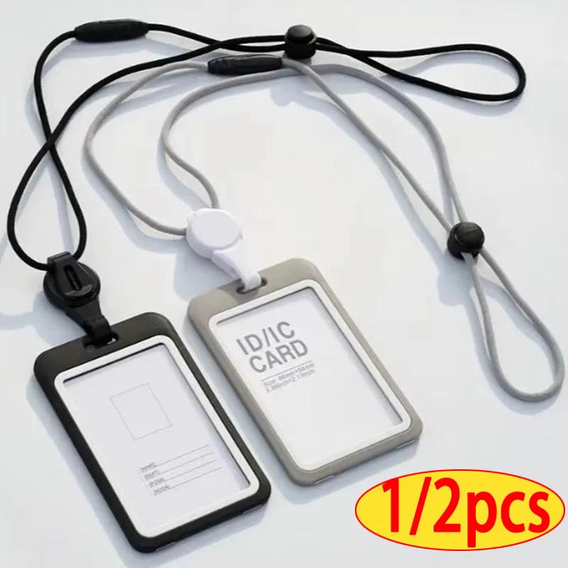 

ID Accessories with Lanyard Badge Holder Transparent Adjustable Identification Card Holder Portable Cardholder