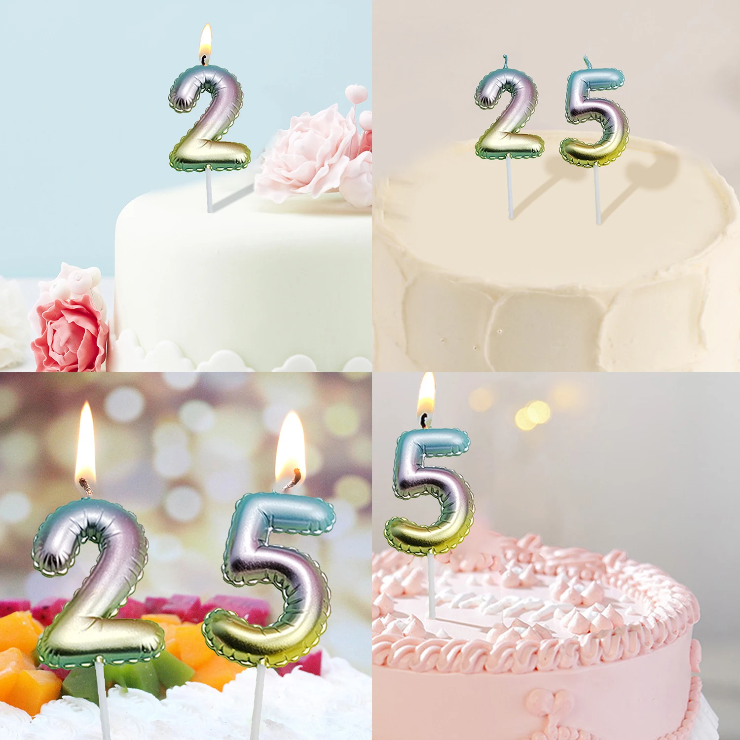 1 PC Creative Digital Candles Color Candle Birthday Cake Decoration Gradient Cake Love Topper Party Supplies