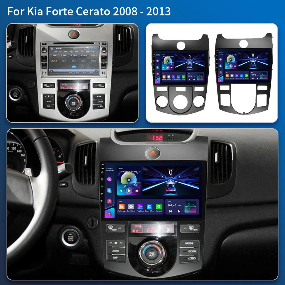 Android 16 Carplay Auto WIFI+4G Car Radio For KIA Forte Cerato 2008 2009 2010 2011 2012 Multimedia Video Player Stereo GPS Audio