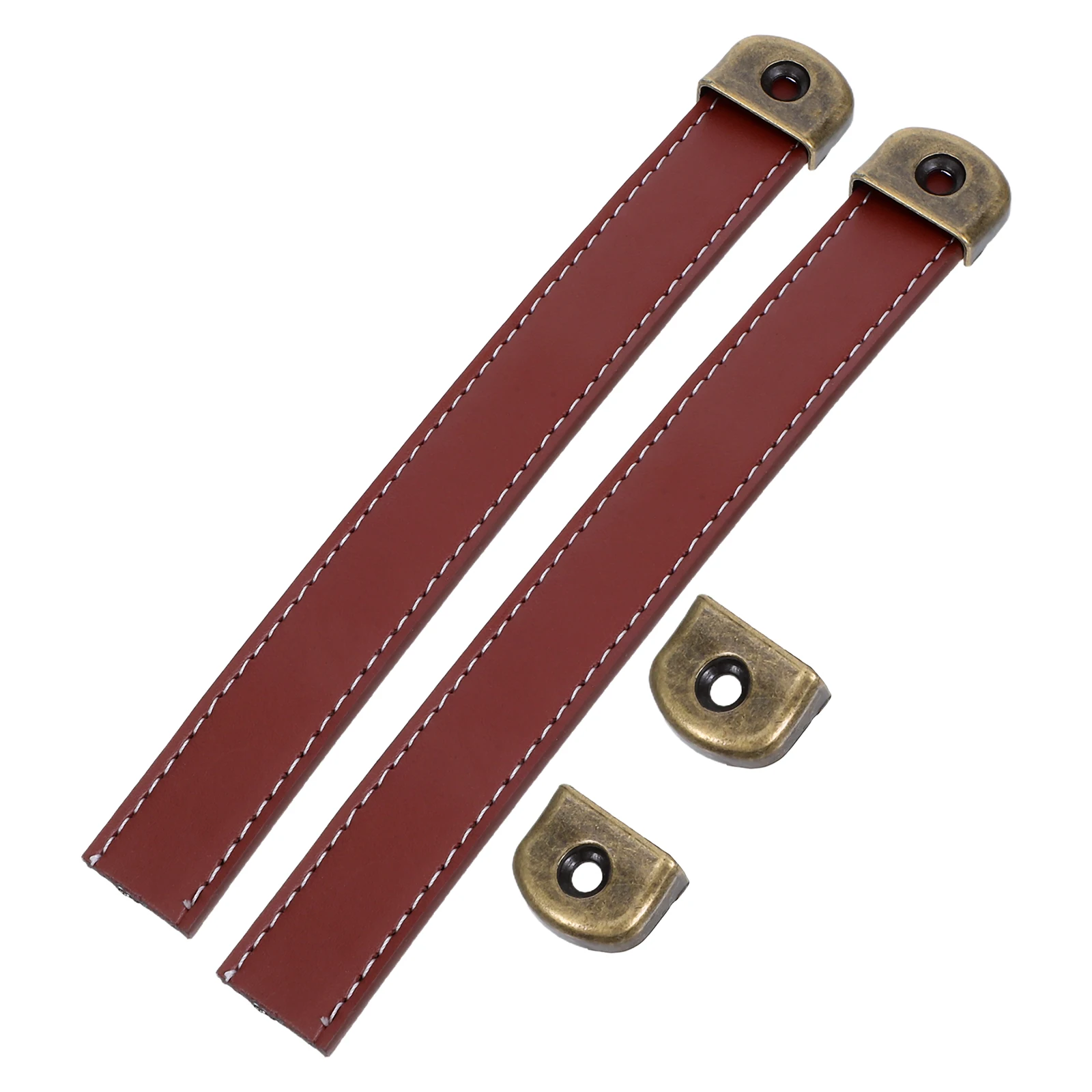 

2pcs Pu Drawer Pulls Cabinet Door Handles Brown Vintage Style Furniture Strap Handles For Dresser Closet Kitchen Cupboard