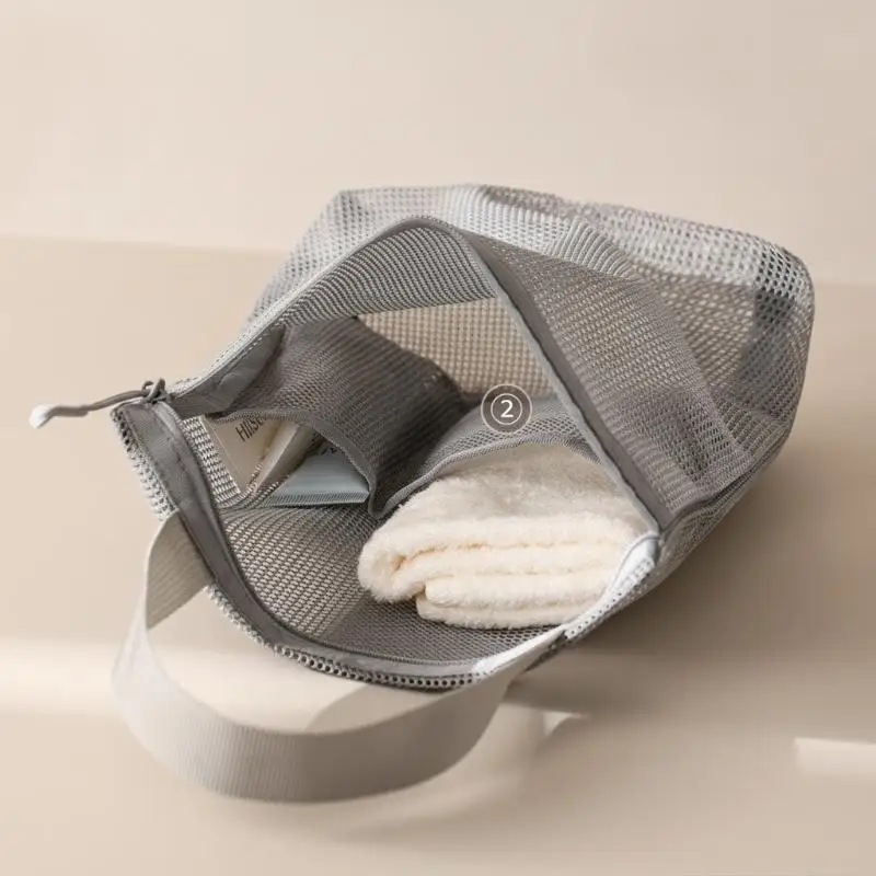Tragbare Reise-Mesh-Make-up- und Toilettenartikel-Aufbewahrungstaschen, hängende Kosmetik-Organizer-Tasche für Dusche und Bad – Detail 7