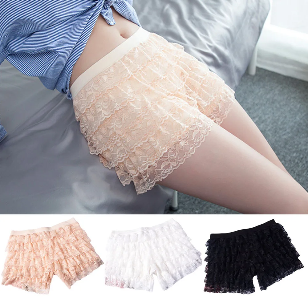 Lace 6 Layers Safety Short Pant Bloomers Shorts for Women Lingerie Briefs Ruffle Layered Frill Panties Ruffle Casual reetwear