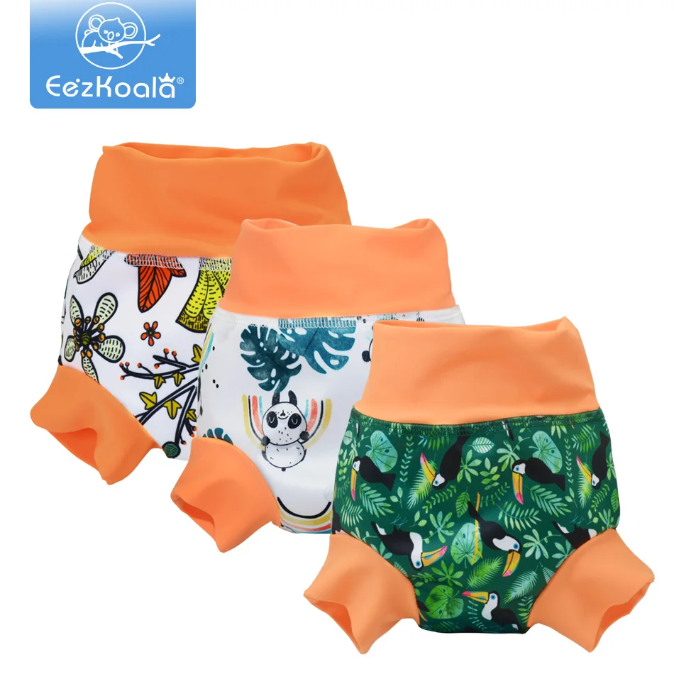 Eezkoala-pañales de natación de cintura alta para bebé, pantalones de entrenamiento para orinal, traje de baño para bebé, pañales de tela estampados, Sandwic