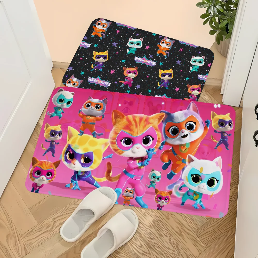 Junior Super Kitties Bathroom Mat Kids Room Bedroom Decoration Balcony Anti-Slip Doormat Living Room Bedside Area Rugs