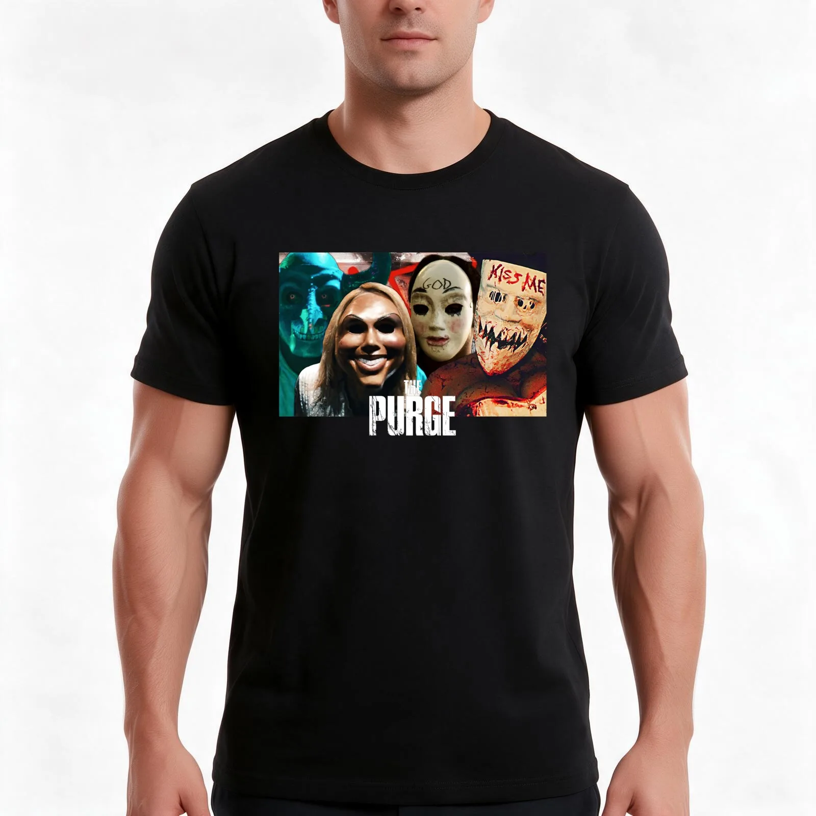 The Purge fan art merch T-Shirt, Summer Casual Cotton Tee, Oversized Streetwear Tops, Vintage Graphic Print, Unisex Men Women