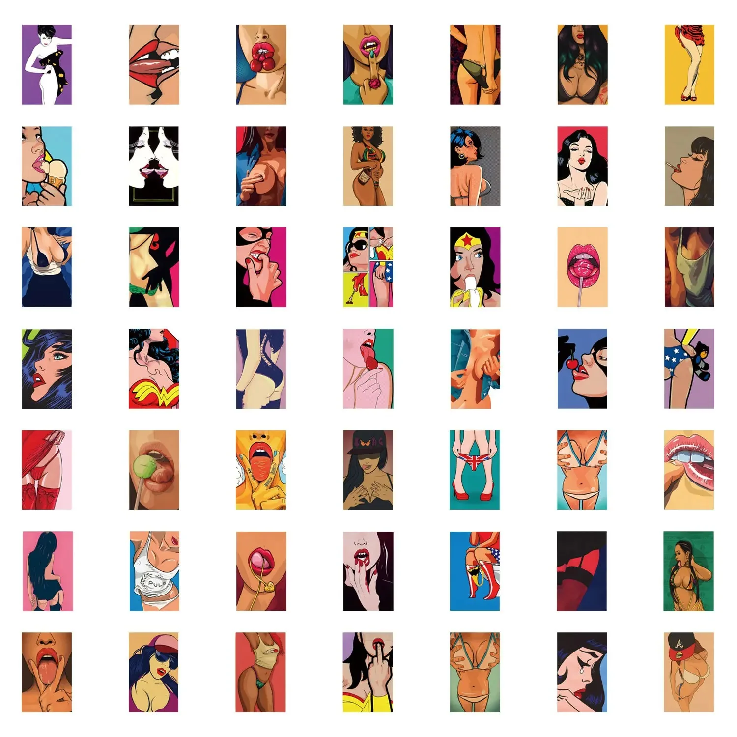 10/30/50PCS Retro Sexy Girl Stickers Adult Graffiti Decals DIY Waterproof Laptop Luggage Guitar Skateboard Scrapbooking Artwork