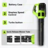 Deli 21V コードレスリーフブロワー、120 MPH 480 CFM、4.0Ah バッテリーパックと充電器付き電動軽量ブロワー、芝生ケア用 5