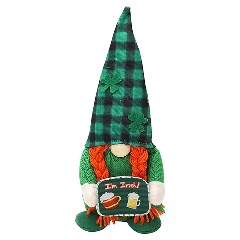 St. Patrick's Day Gnome Decoration, Irish Leprechaun Swedish Nisse Tomte Scandinavian Ornaments For Home Desktop