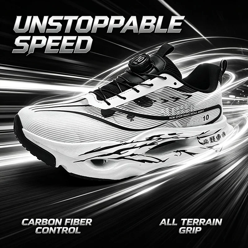 High-Rebound Carbon Fiber Plate Athletic Shoes Breathable Lightweight Shock Absorbing Racing Sneakers for Road Running Trail