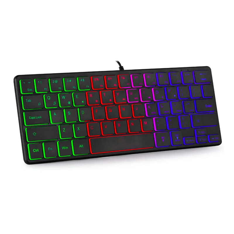 

Glowing 64 Keys RGB Backlight Wired Keyboard Mini USB Colorful Luminous Gaming Keypad for Gamer PC Laptop Home Office Keyboard