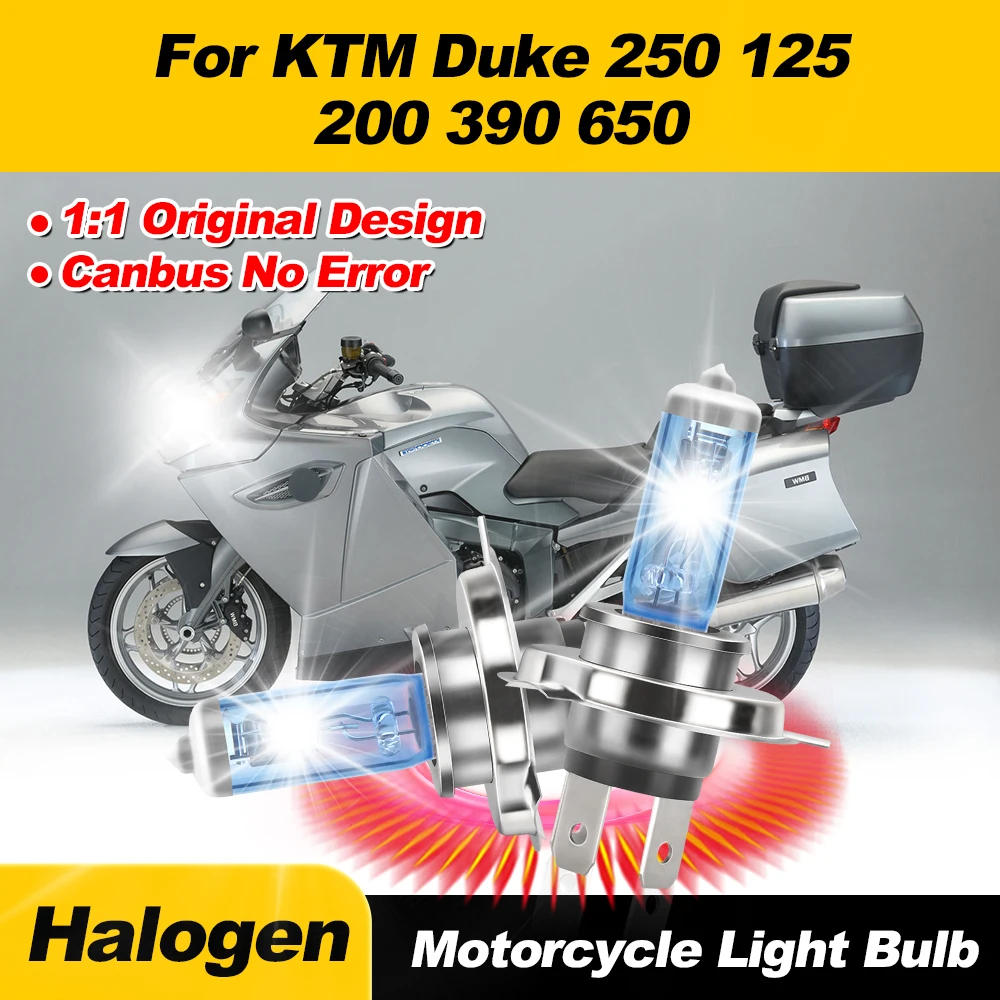 

12V 100W Halogen Headlights Bulbs 20000LM Super Bright Motorcycle Lamps 6000K Super White For KTM Duke 250 125 200 390 650