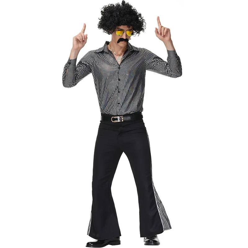Disfraz de Cnte de Hip Hop Retro Disco Hippie Navideño para Hombre, Ropa de Actuación Estilo Años 70, Traje Tradicional H...