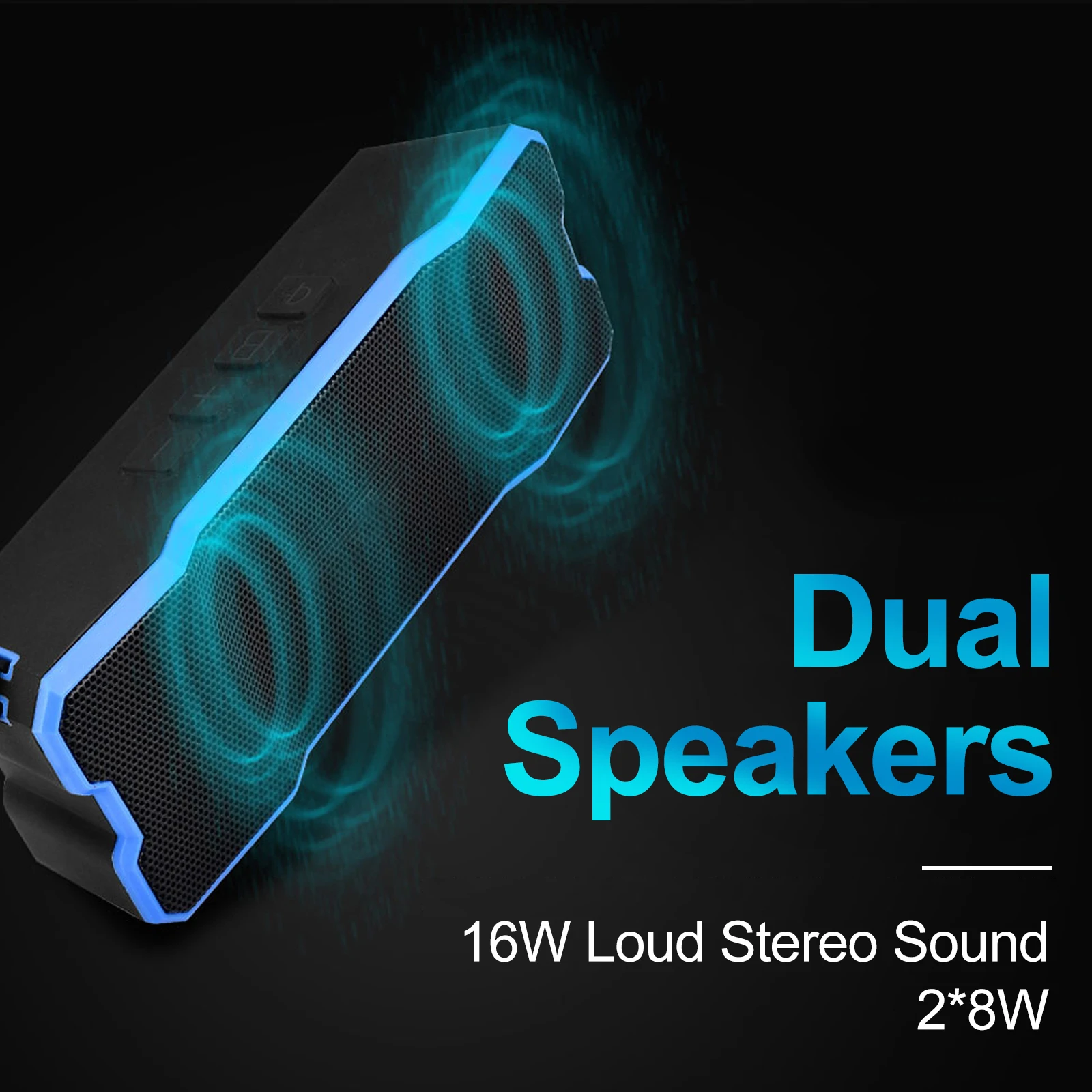 Portable Wireless Double-horn Bluetooth Speaker 4500 MAH Battery Waterproof Bluetooth 5.0 Speaker for Home Outdoors Travel