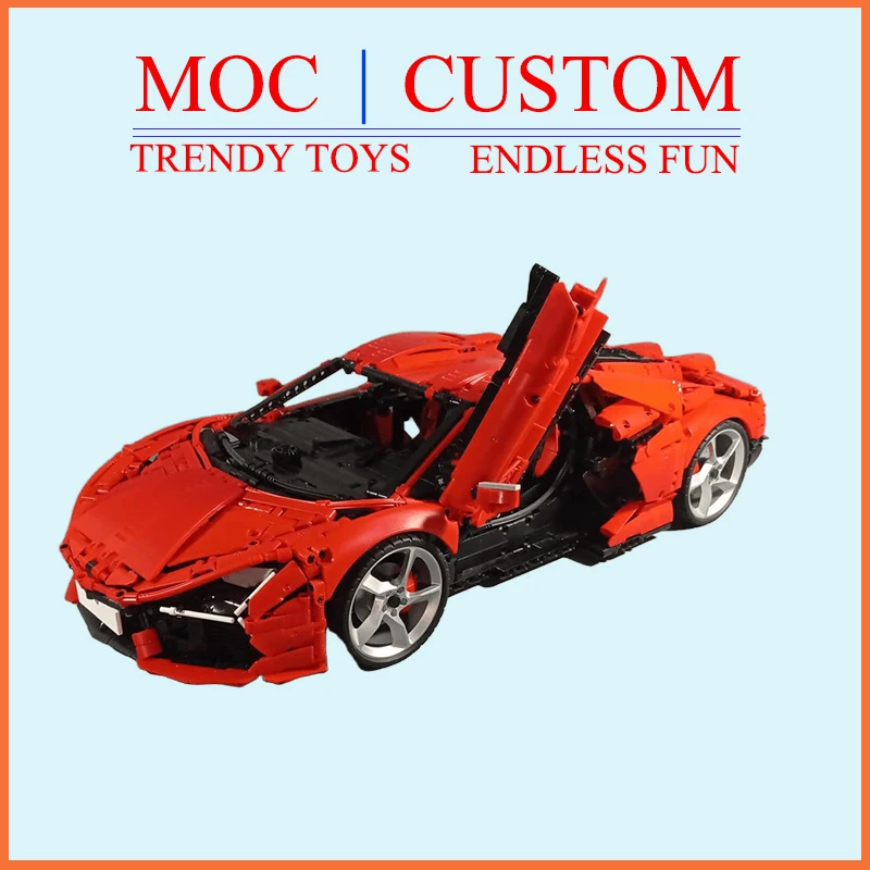 Special Custom MOC Supercar 1:8 Scale Model - Original Car Replica, Classic Reimagined Trendy Educational Toys  Holiday Gifts