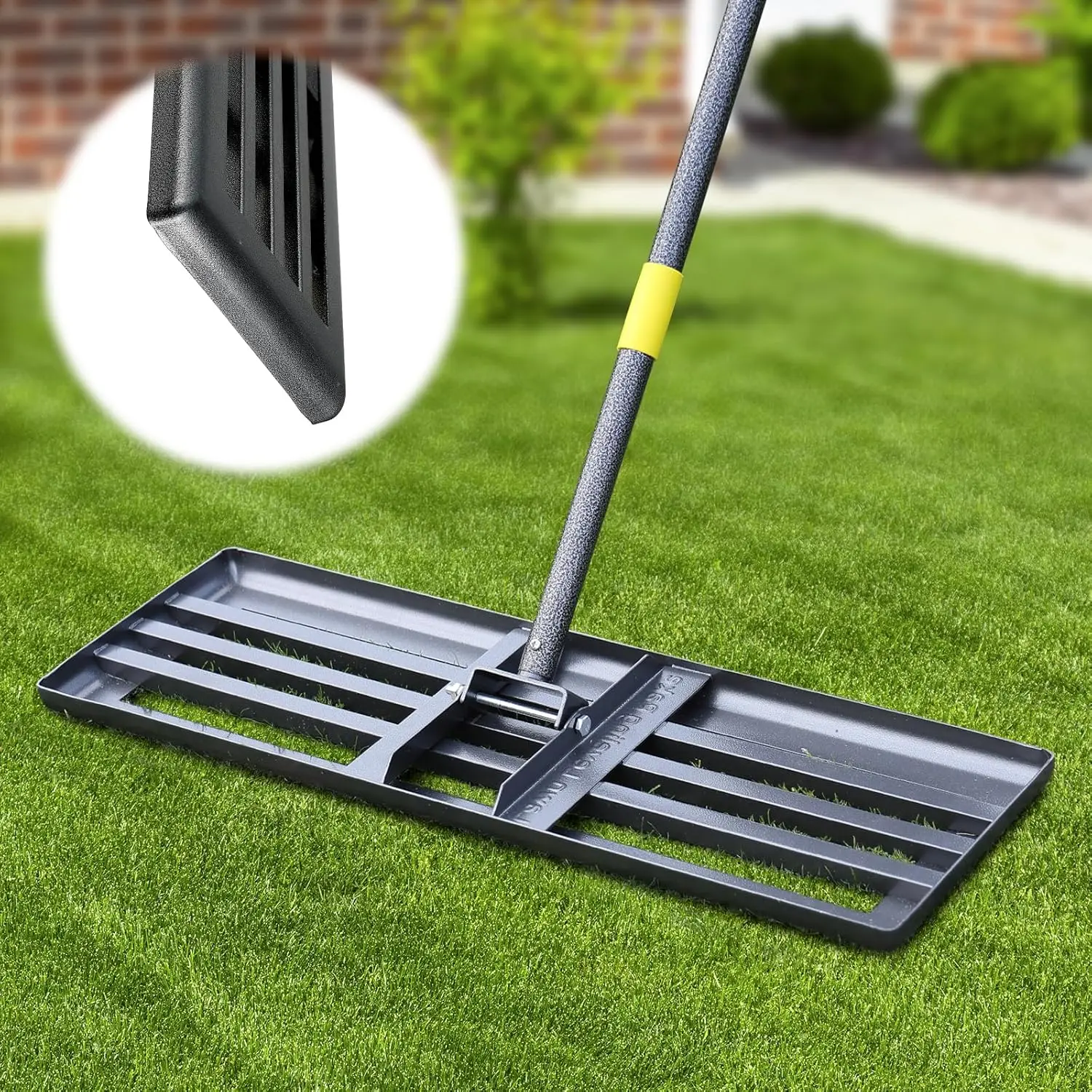 

72" Adjustable Lawn Leveling Rake, 30x10" Ground Plate, Heavy Duty Soil Spreader for Grass & Golf Field