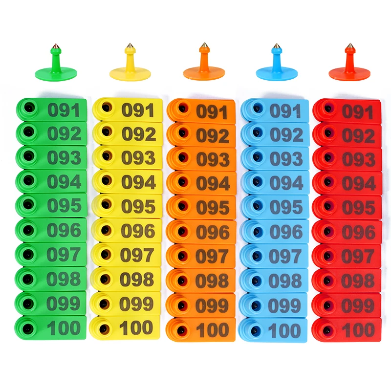100Pcs Sheep Ear Tag Signs with Number / Ear Tag Pliers Laser Copper Head Earrings Farm Livestock Sheep Ear Identification Tools
