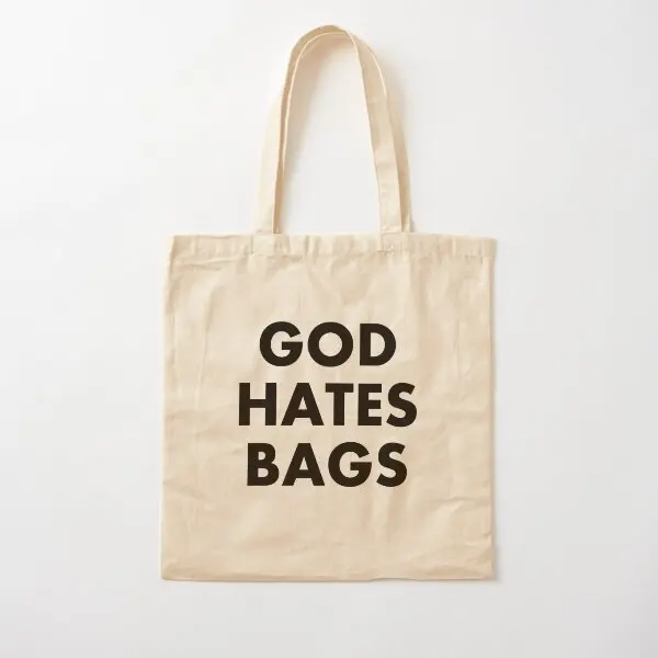 God Hates Bags Cotton  Canvas Bag Designer Shoulder Bag Fabric Handbag Unisex Travel Foldable Ladies Printed Fashion Grocery