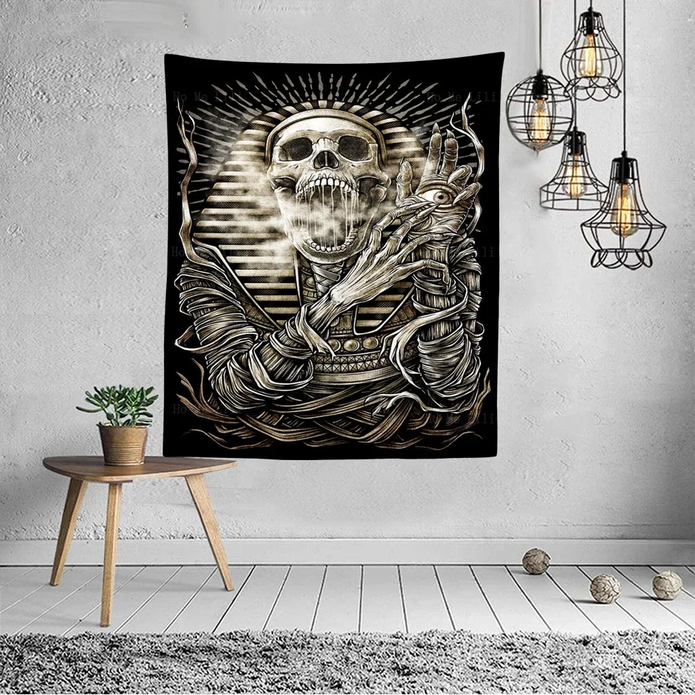 Evil Skull Mummified Egypt Mama Tattoo Day Of The Dead Mexican Tile Designs Tapestry By Ho Me Lili Room Aesthetic Decor