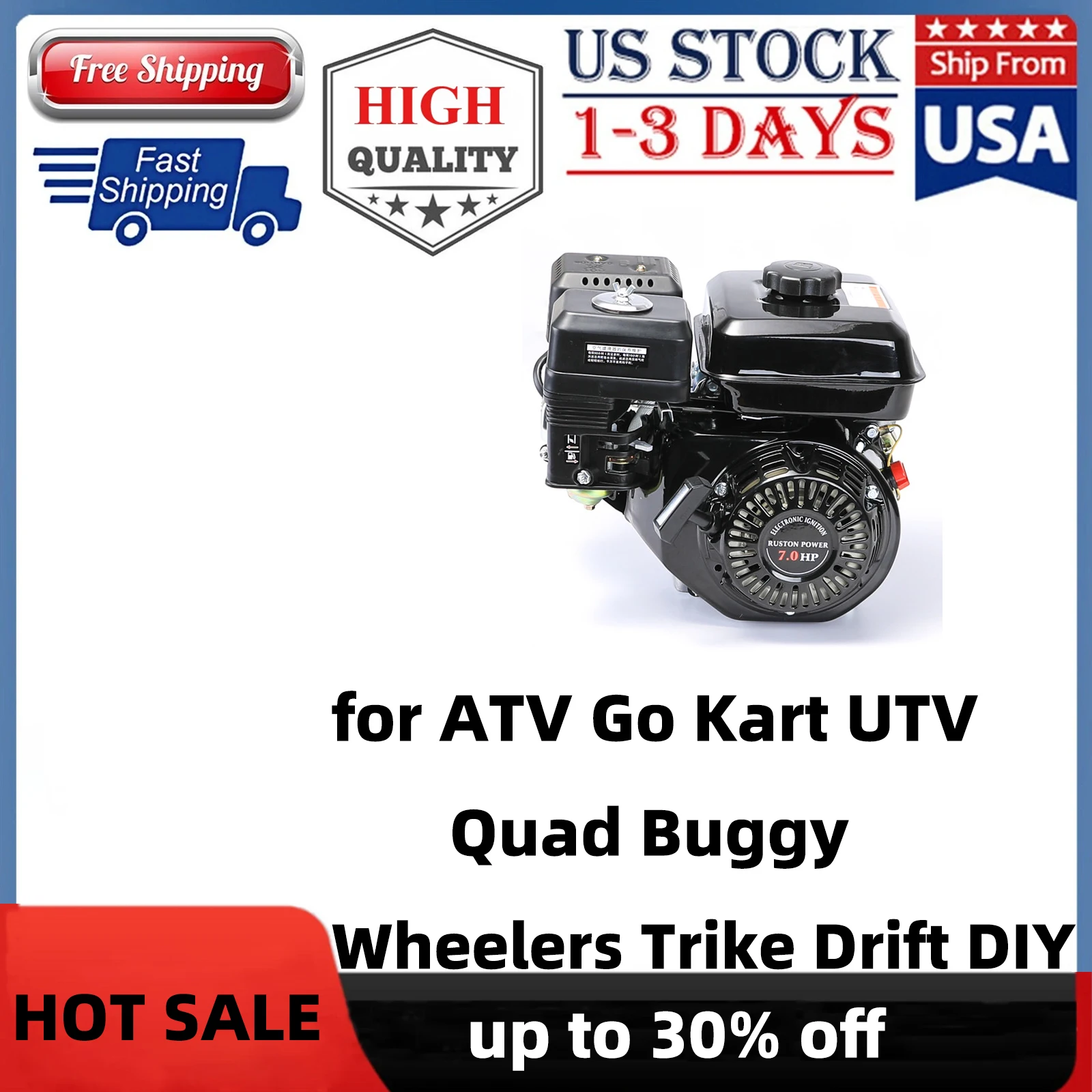 7.5 HP Engine 3600RPM Single Cylinder 4 Stroke Engine Motor Air Cooled for Go Kart Log Splitter Motor Lawn Mower