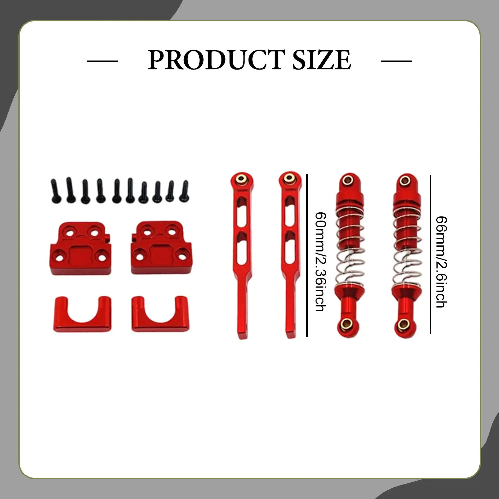 RC Upgrade Kit Metal Rear Spring Fixing Shock Absorbers for MN82 1/12 Crawler with Two 6cm Dampers and Red Anodized Mounts